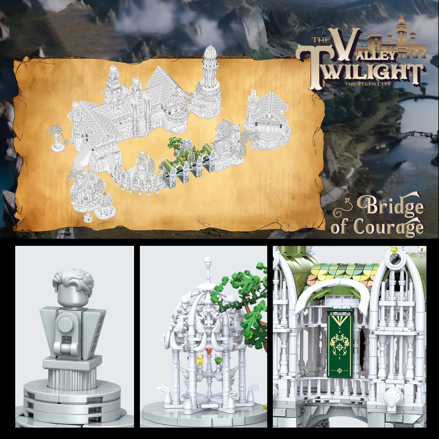 3035PCS Bridge Of Courage Building Blocks Sets Elven City MOC Street View Valley Twilight Model Bricks Toys Gifts For Holiday