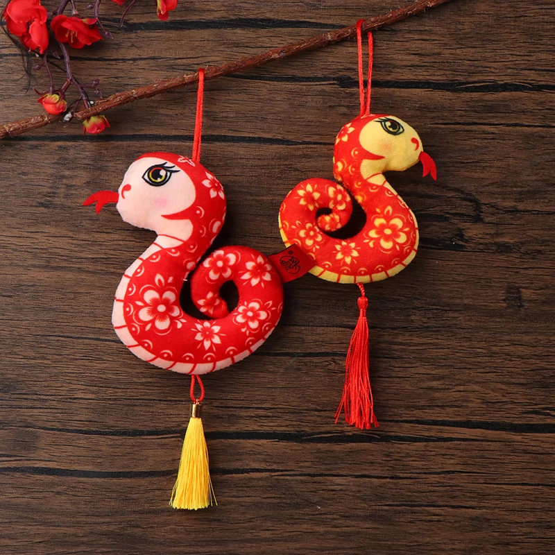 10/12/16/20CM 2025 Snake Year Mascot Plush Small Pendant Bag Ornament Cartoon Printed Small Zodiac Snake Plush Toy