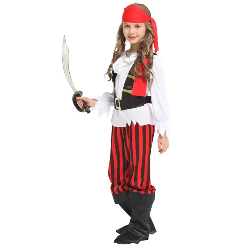 Children Kids Rebel Posh Pirate Costume Suit Outfits Corsair Girls Halloween Purim Carnival Party Masquerade Role Play