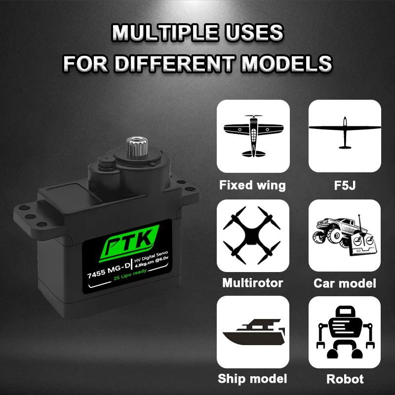PTK 7455MG-D servo 12g Digital Servo Metal Gear for EPP F3P Glider RC Model Car Helicopter Airplane Hitec HS-65 same level