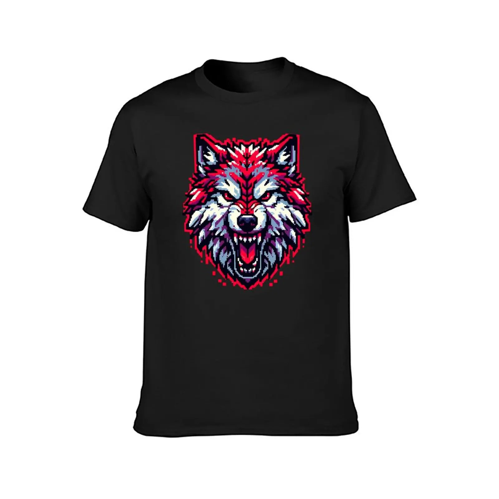 Growling Wolf Shirt T-Shirt boys animal print vintage clothes Short sleeve tee men