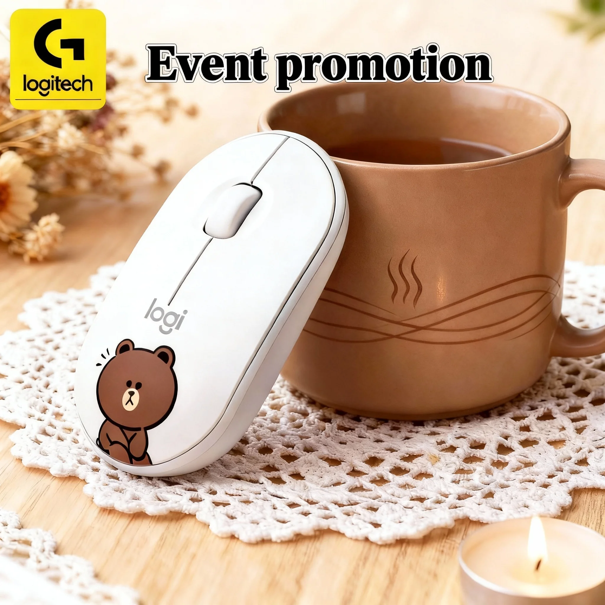 [Comfortable to Use] Logitech M350 Wireless Mouse, pastel colors, ergonomic design, lightweight and portable.