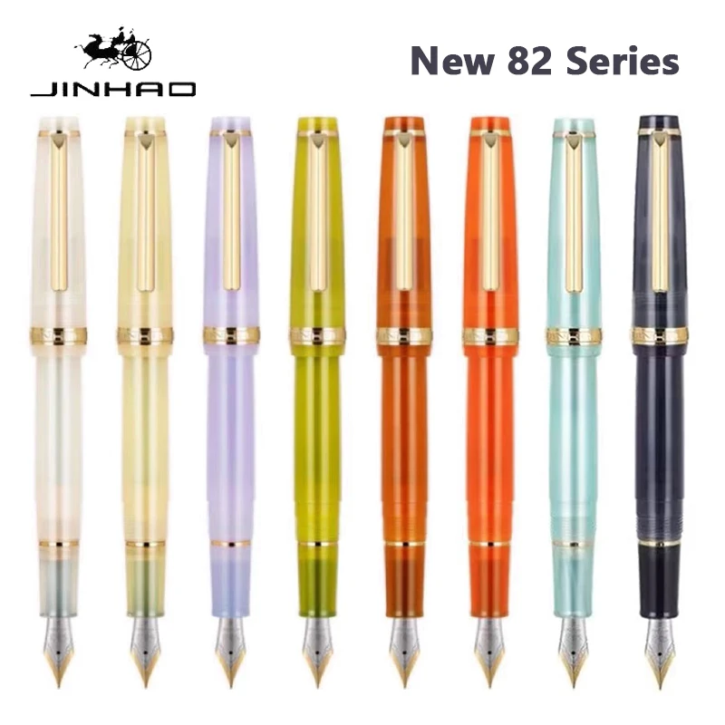 Jinhao 82 만년필, 새로운 컬러 아크릴 럭셔리 우아한 펜, EF F F M 구부러진 고급 펜촉 문구, 쓰기 사무실 학교 용품 