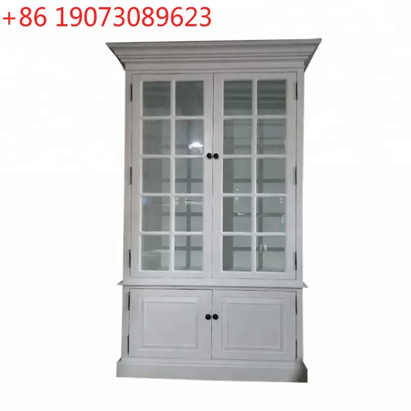 

Vintage Antique Living Room Wooden French Design Provincial Glass Doors Sharecase Cabinets Furniture