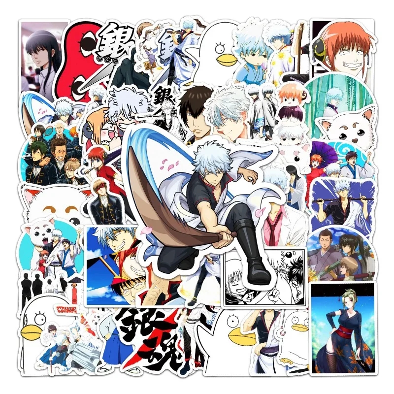 50pcs Gintama Cartoon Graffiti Stickers Waterproof Decorative Water Cup Laptop Luggage Desktop Stationery Skateboard Stickers