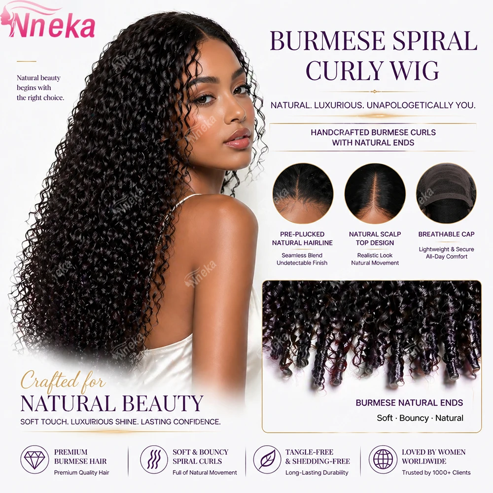 

200% Density 13x4 Lace Frontal Wig Burmese Curly Wig Human Hair 13x6 HD Transparent Pre Plucked Burmese Virgin Human Hair Wigs