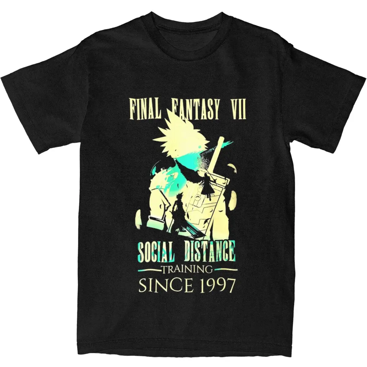 Oversized T Shirt Final Fantasy VII Social Distance Training Since 1997 Cotton T Shirts Cool Tee Shirt for Men's Summer Short