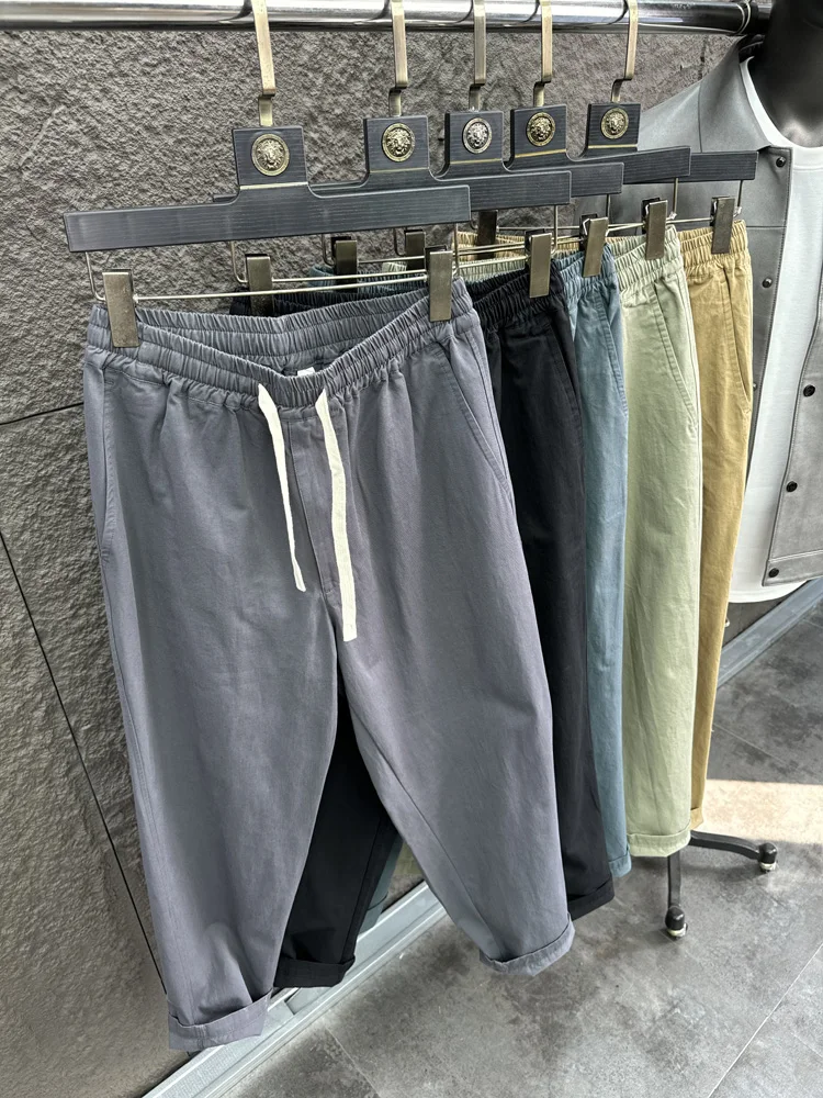 

Svip Men's Comfortable Cotton Straight Leg Elastic Wide Leg Pants Loose Casual Trousers Faionable Color Autumn Wear