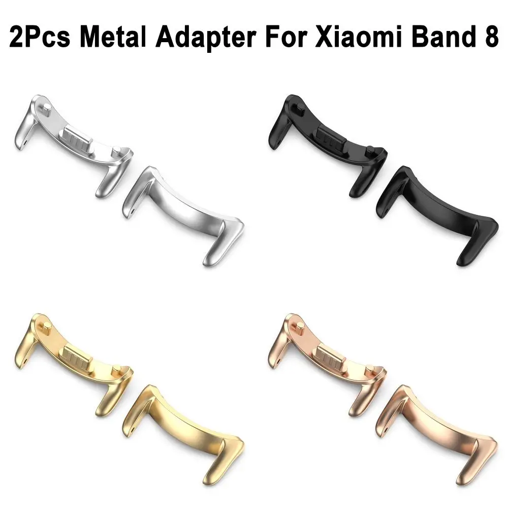 2PC Watch Strap Connector Adapters Replacement Metal Connector Link Attachment For Xiaomi Mi Band 8 Bracelet Accessories