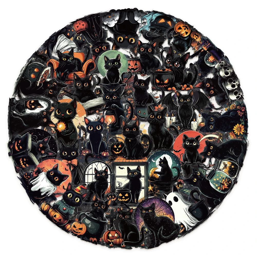 10/30/50 stücke Transparent Retro Goth Kürbis Schwarze Katze Cartoon Aufkleber Horror Graffiti Sammelalbum Laptop Wasserdicht Coole Aufkleber