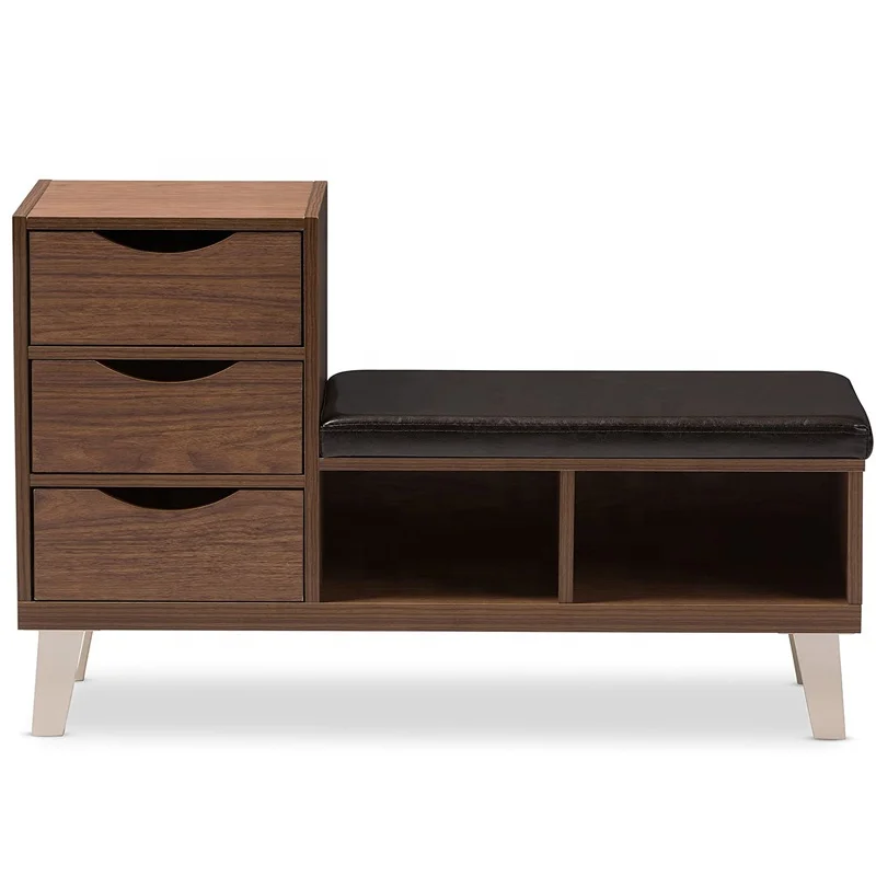 Special Design Entry Door Wooden Bench Shoes American Style Stool Sitting Stool Bench Cabinet Shoe Bench With Soft Seat Cushion