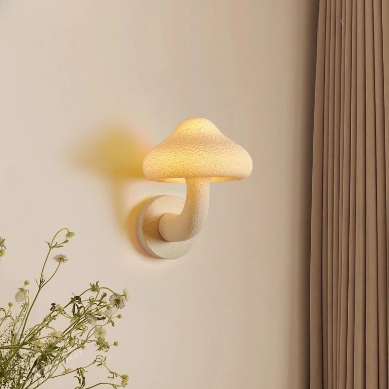 الأوروبي الرجعية الأبيض الفطر على شكل الراتنج الألياف الزجاجية وحدة إضاءة LED جداريّة مصباح الإبداعية غرفة المعيشة دراسة غرفة نوم مطعم الشمعدانات أضواء #4