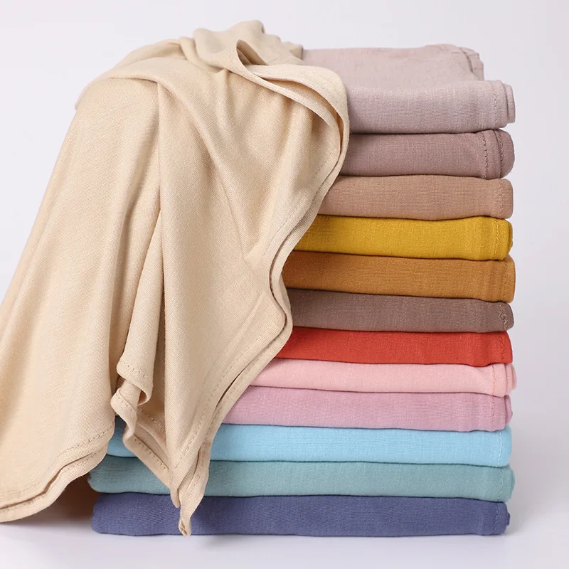 Easy Wear Jersey Hijabs  for Women Soild Color Crisscross Stretchy Cotton Scarf Headband Muslim Jersey Headscarf Instant Hijab