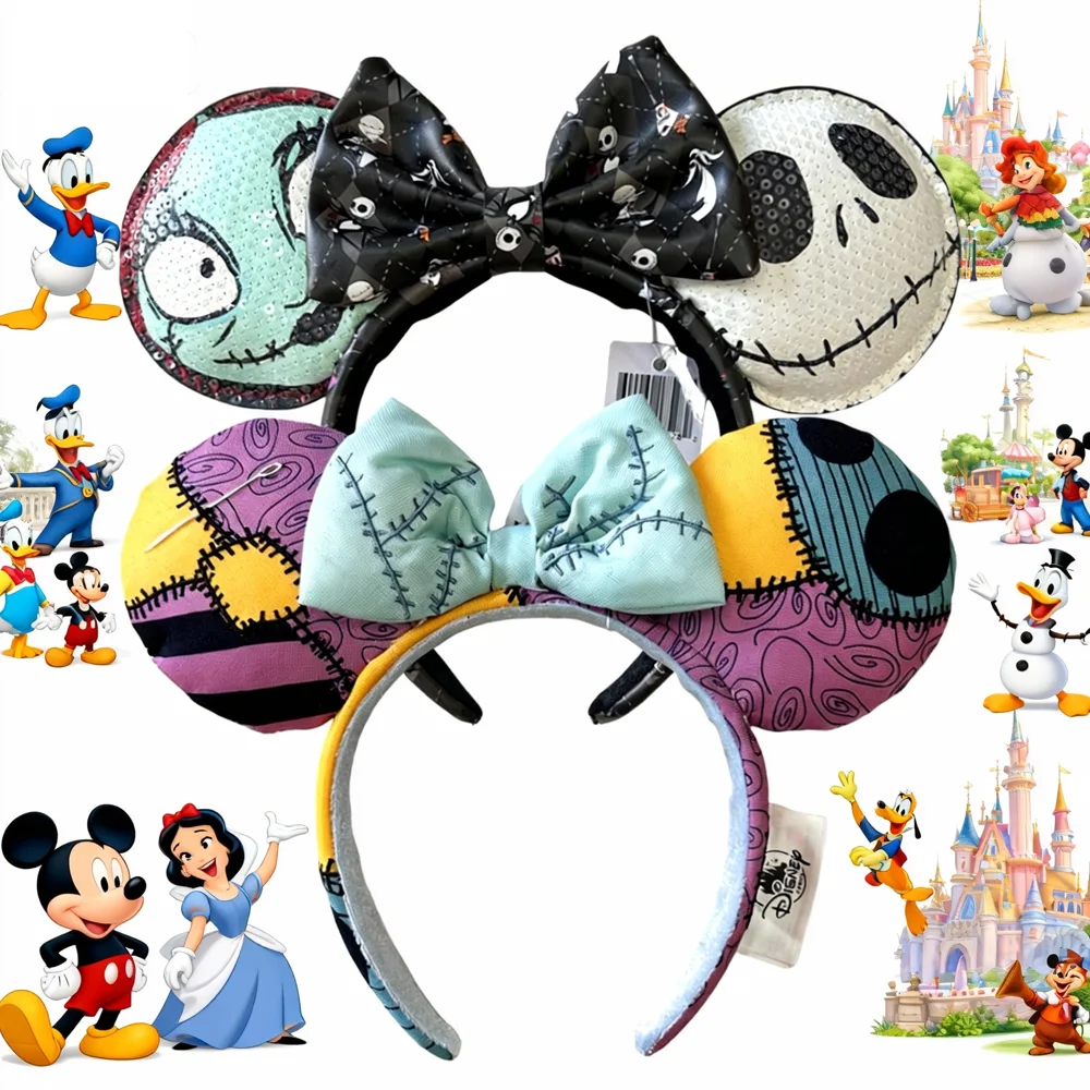 

Повязки на голову с Микки Маусом Диснея, повязка на голову с бантом и призраками, праздничный костюм для дня рождения, Хэллоуина, карнавальный костюм для женщин и девочек