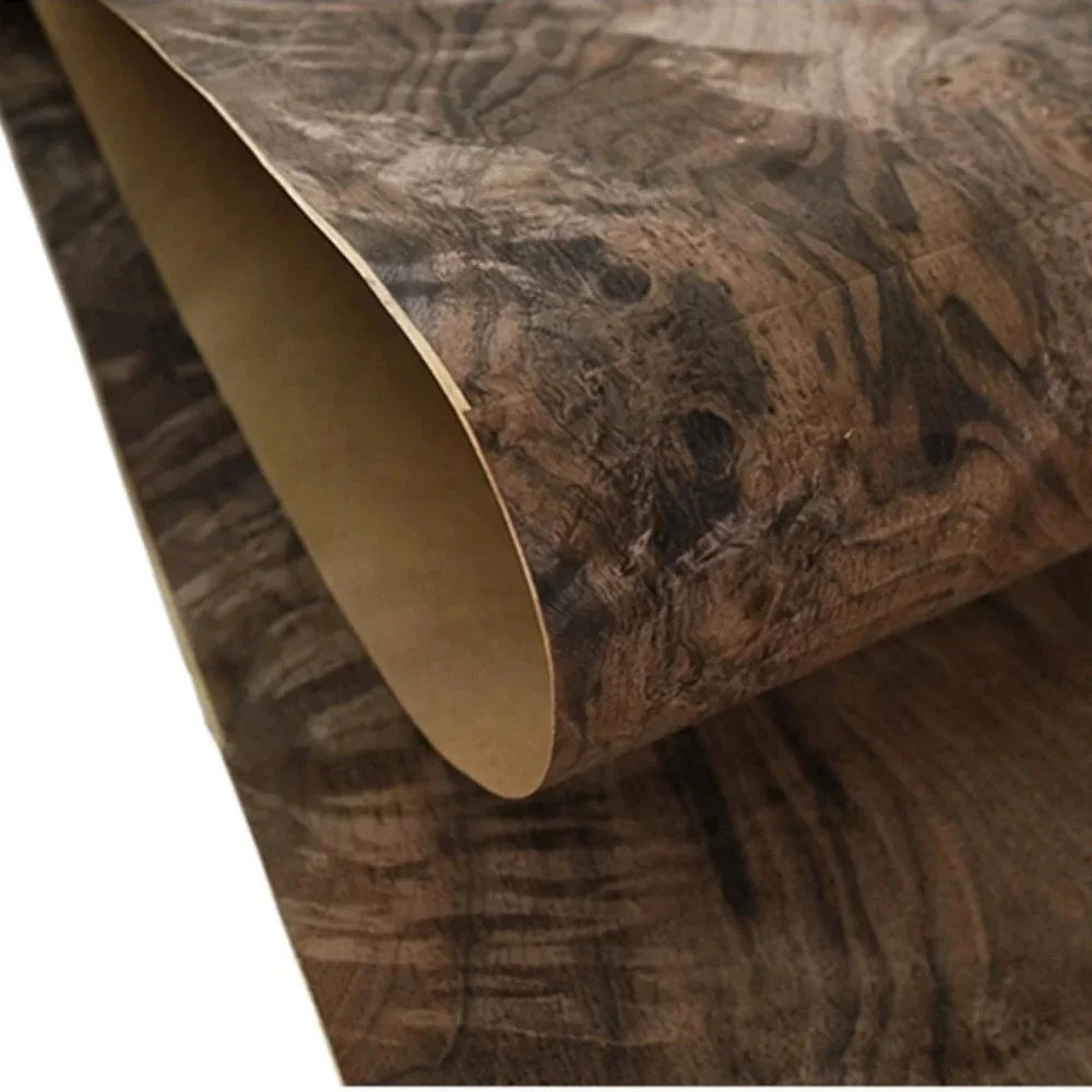 58*250cm Walnut Burl Wood Veneer with Kraft Paper Back, Restoration of Furniture, Tabletops, Natural Burl Veneer for Wood Crafts