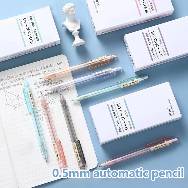 Morandi Color Transparent Automatic Pencil Cartoon 0.5mm Mechanical Pencil School Supplies Cute Stationery Writing Supplies