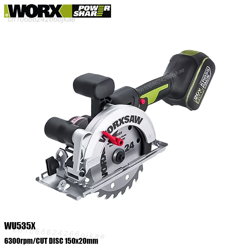 Worx Cordless Circular Saw WU535X 20V 6300rpm 150x20mm Depth56/39.5mm 45/90Degree Wood Cutting Brushless Share Kress Battery