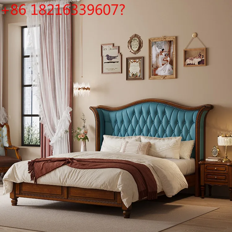 

American light luxury solid wood high-end retro soft bag double simple luxury storage 1.8m master bedroom bed