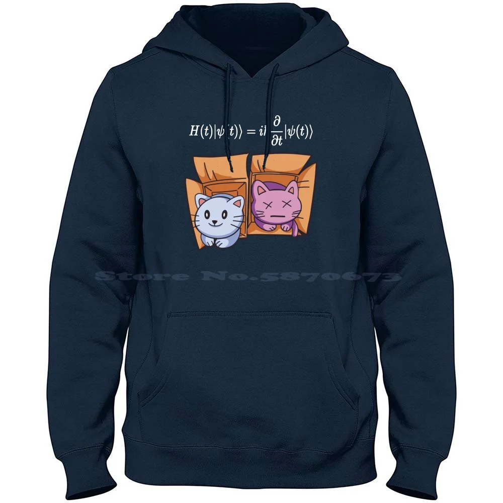 Quantum Mechanics Schr?Dingers Cat Equation Cartoon 100% Cotton Hoodie T Shirt Quantum Mechanics Science Quantum Physics Funny