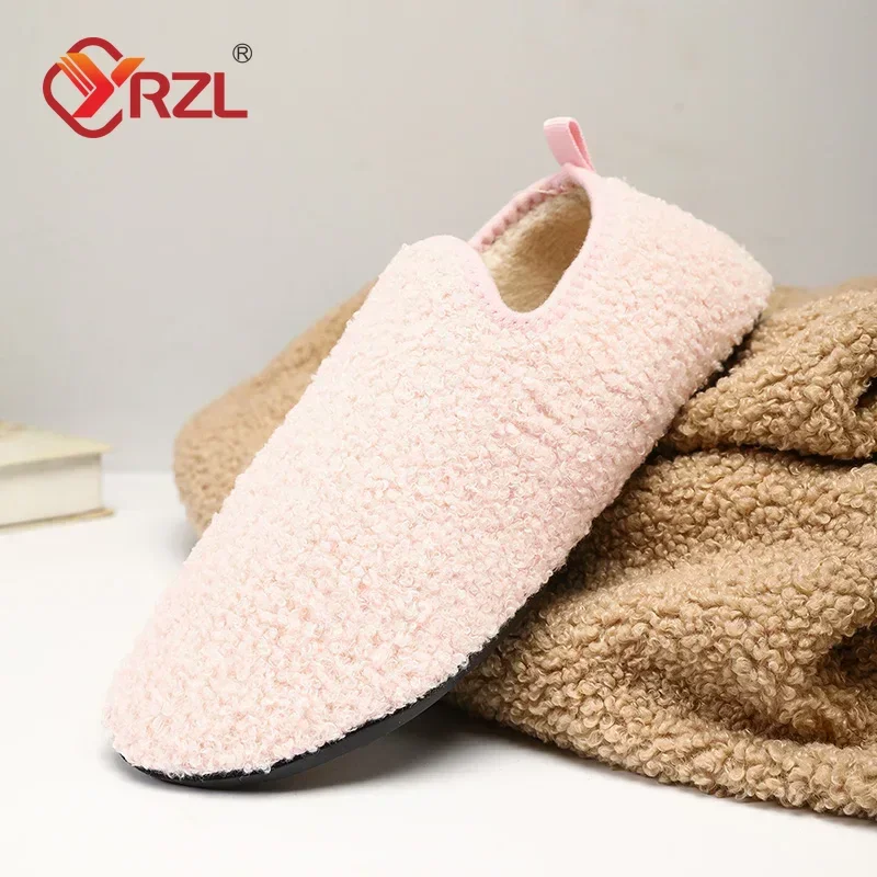 YRZL-Zapatillas de invierno para hombre y mujer, pantuflas cálidas de felpa suave de alta calidad, calzado antideslizante para interiores y el hogar, zapatos cómodos para parejas