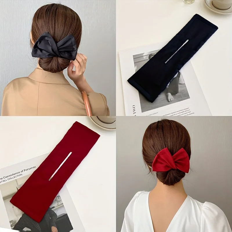 1 Stück Satin große Schmetterlings-Krawatte-Haarspange, vielseitiger Haargummi, Haar-Accessoires für Frauen, tägliches Pendeln, Dating-Styling-Dekoration – Detail 2