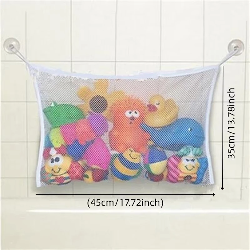 Bathroom Mesh Bath Bag Shower Bath Toy Storage Mesh with Strong Suction Cups Toy Bag Net Bathroom Storage Organizer