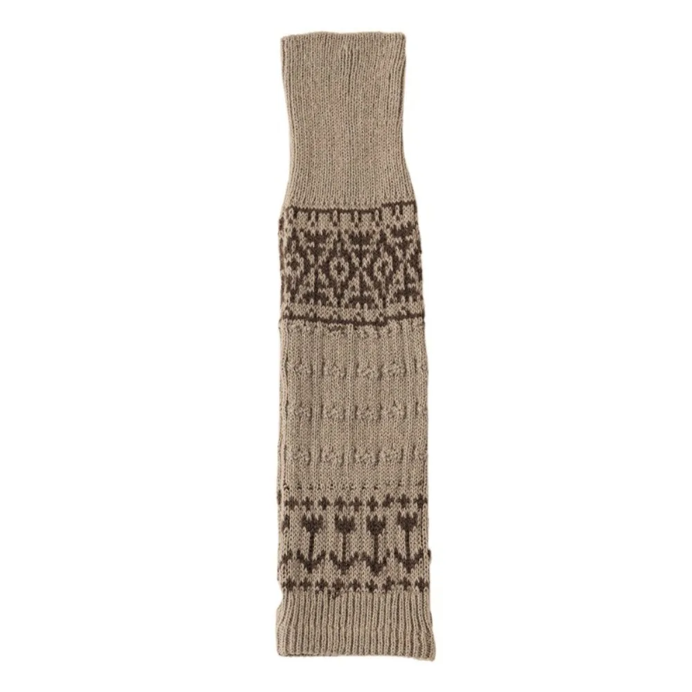 

Trendy Patchwork Maillard Leg Warmer Thicken Lolita Retro Lattice Stockings Pile Up Hosiery Warm Knitted Leg Covers Girls