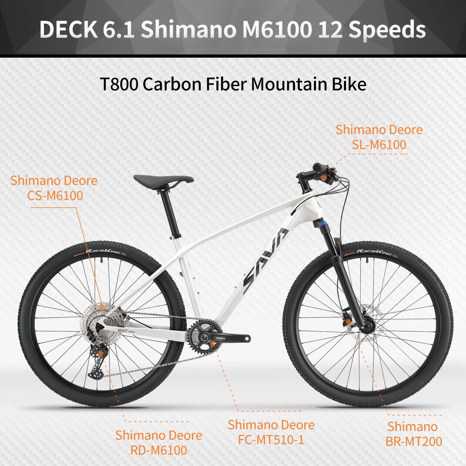 SAVA DECK6.1 Carbon Fiber Mountain Bike 12 Speed Men's Adult MTB Bicycle 27.5/ 29 inch Carbon Fiber Frame with SHIMAN0 M6100