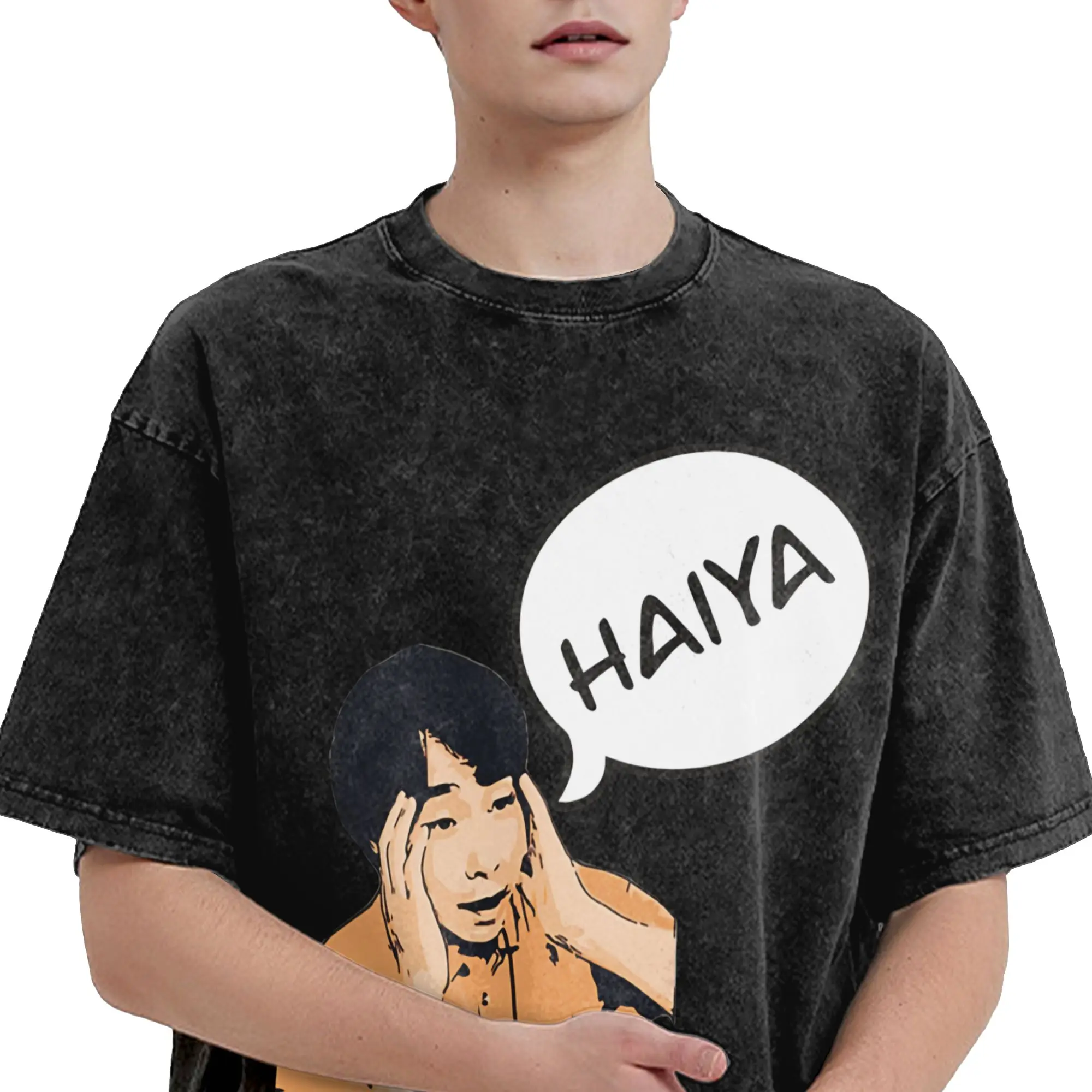 Summer Uncle Roger Saying Haiya Meme Washed Shirt Merch Oversize T-Shirts  Men Women Tee