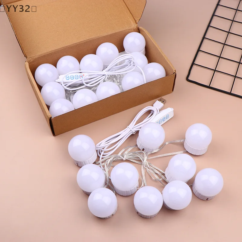 [[YY32]: LED لمبات قابلة للفصل مرآة لوضع مساحيق التجميل مصباح USB الطاقة مرآة لمستحضرات التجميل ضوء منضدة الزينة الإضاءة عكس الضوء LED أضواء الغرور