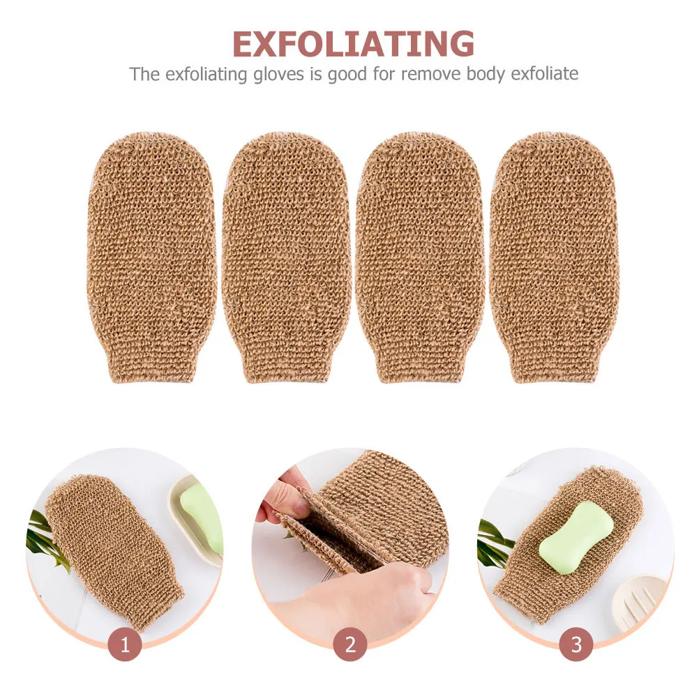 4 pçs luvas de banho purificador luvas de esfoliação eficiente para o corpo rosto volta pé lavagem higiênica reutilizável chuveiro banho Essentials