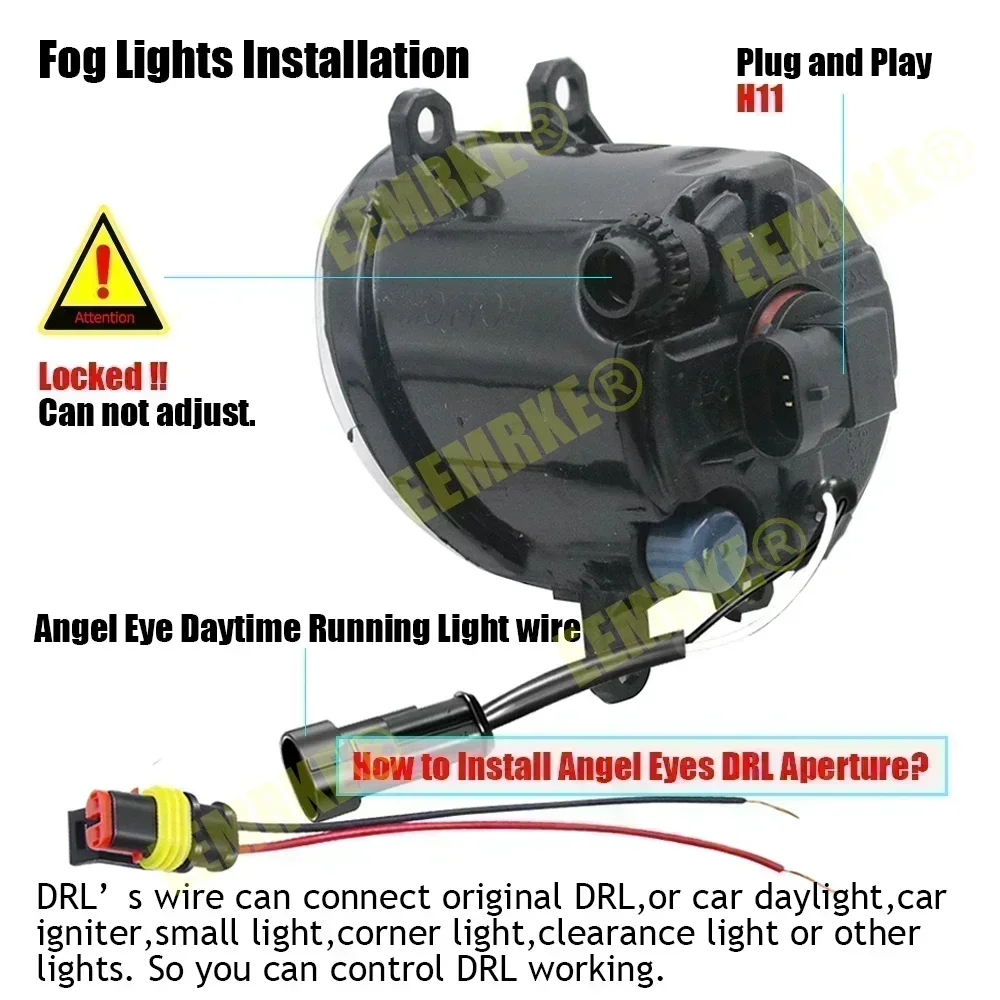 LED Fog Lights for Toyota Camry XV50 Daihatsu Altis 2015 2016 2017 Car PTF with Lens Angel Eyes DRL Fog Driving Lamp Headlights - Image 4