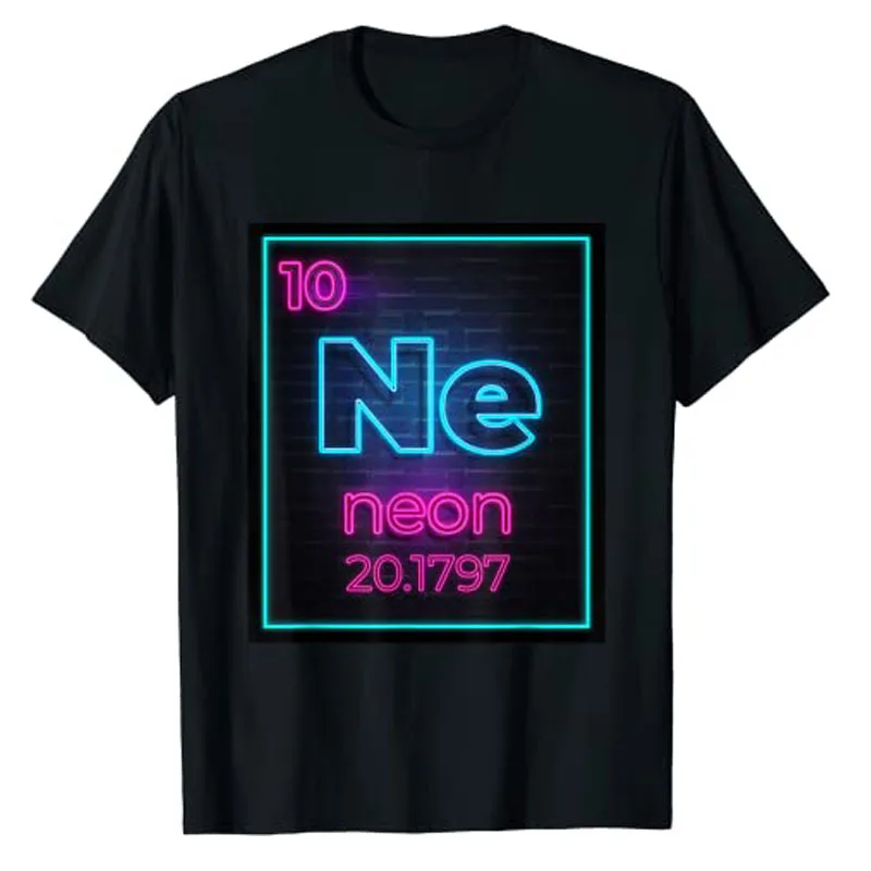 

Neon Element of The Chemistry Periodic Table for Scientists T-Shirt Science Lover Aesthetic Clothes Letter Print Graphic Tee Top