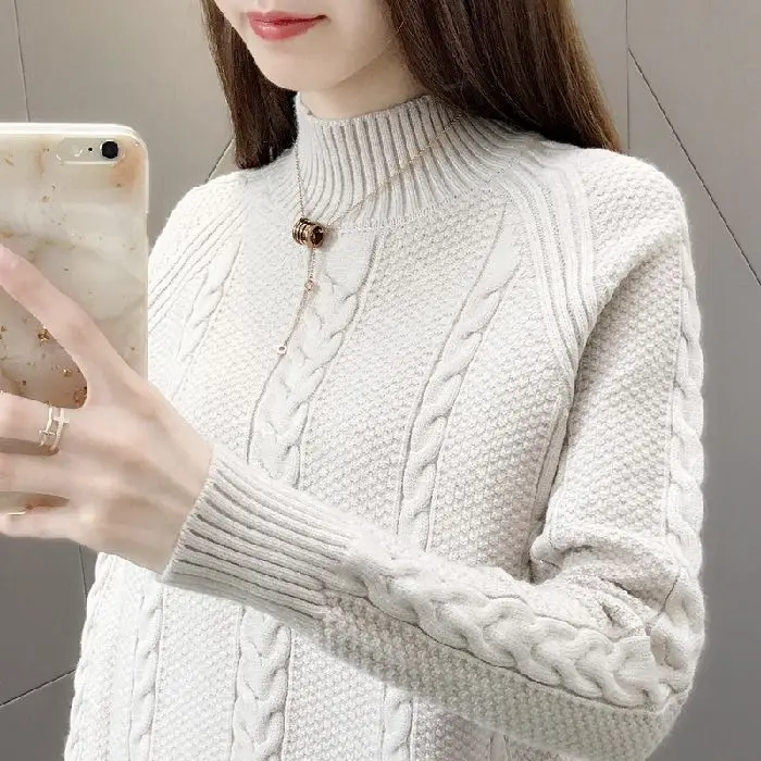 

Высококачественный женский вязаный свитер с круглым вырезом Ne Base Layer, комплект футболок для внутренней одежды, осенний длинный свеч с высоким воротником, обычный тонкий