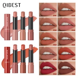 QIBEST 10 Colors Matte Lipstick Velvet Lip Stain Long Lasting Makeup Tinted Balm Rotate Lipstick Nude Makeup Highly Pigmented