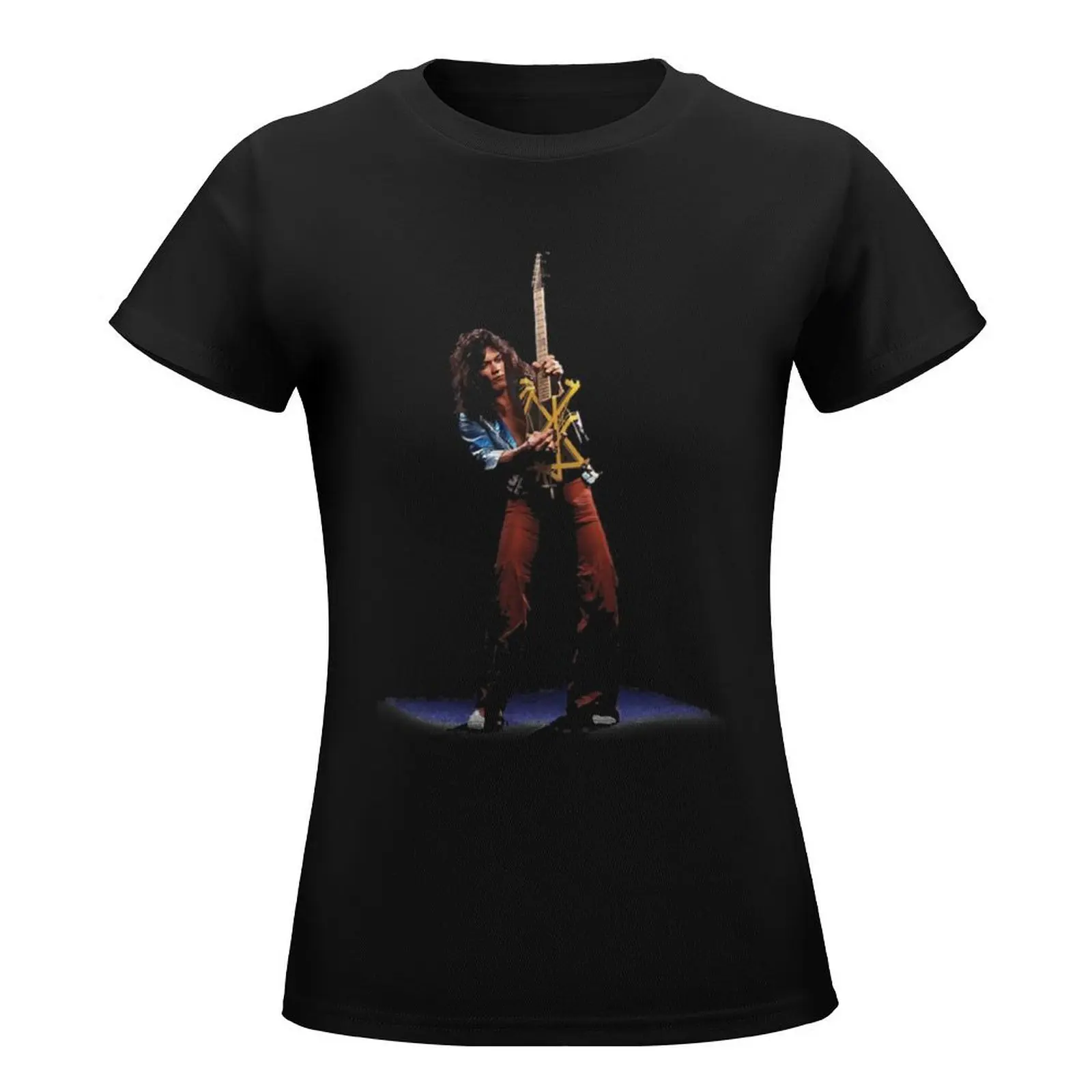 Yellow Guitar In Action T-Shirt Short sleeve tee heavyweights plus sizes funnys cat shirts for Women