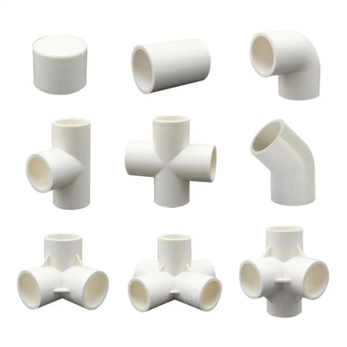 White PVC Pipe Fittings Inside Diameter 20/25/32/40mm Straight Elbow Tee Cross Connector Water Pipe Adapter 3 4 5 6 Ways Joints