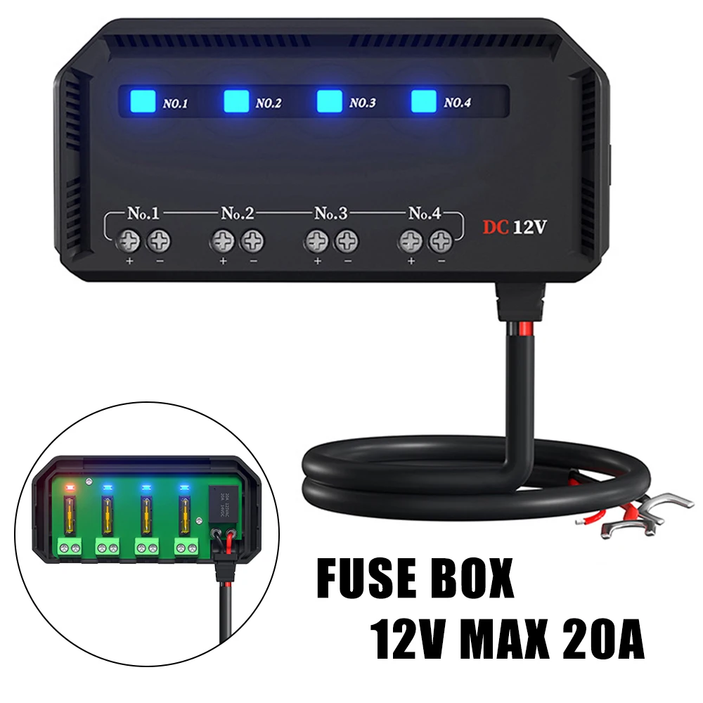 12V MAX 20A con luz indicadora LED coche motocicleta vehículo fusible eléctrico caja de conexiones soporte de circuito