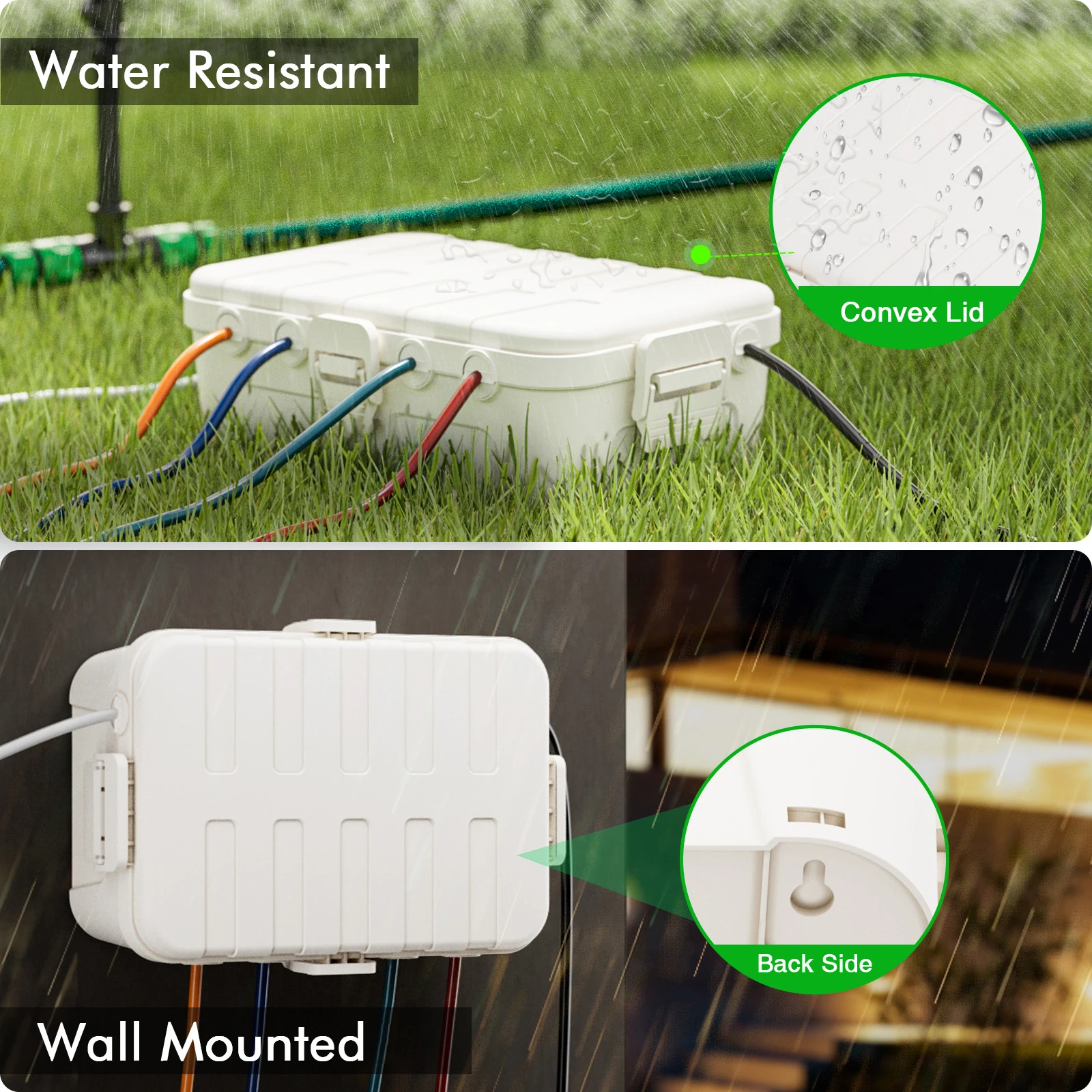 IP54Extra Large Waterproof Outdoor Electrical Box 32×22×13cm Multi-Port Weatherproof Junction Box for Outlet Plugs Holiday Light