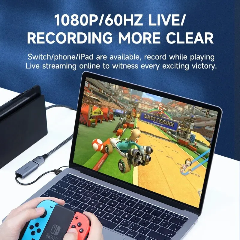 Hagibis USB 3.0 Video Capture Card HDMI-compatible to USB/Type-c Game Grabber Record Ms2130 for Switch Xbox PS4/5 Live Broadcast