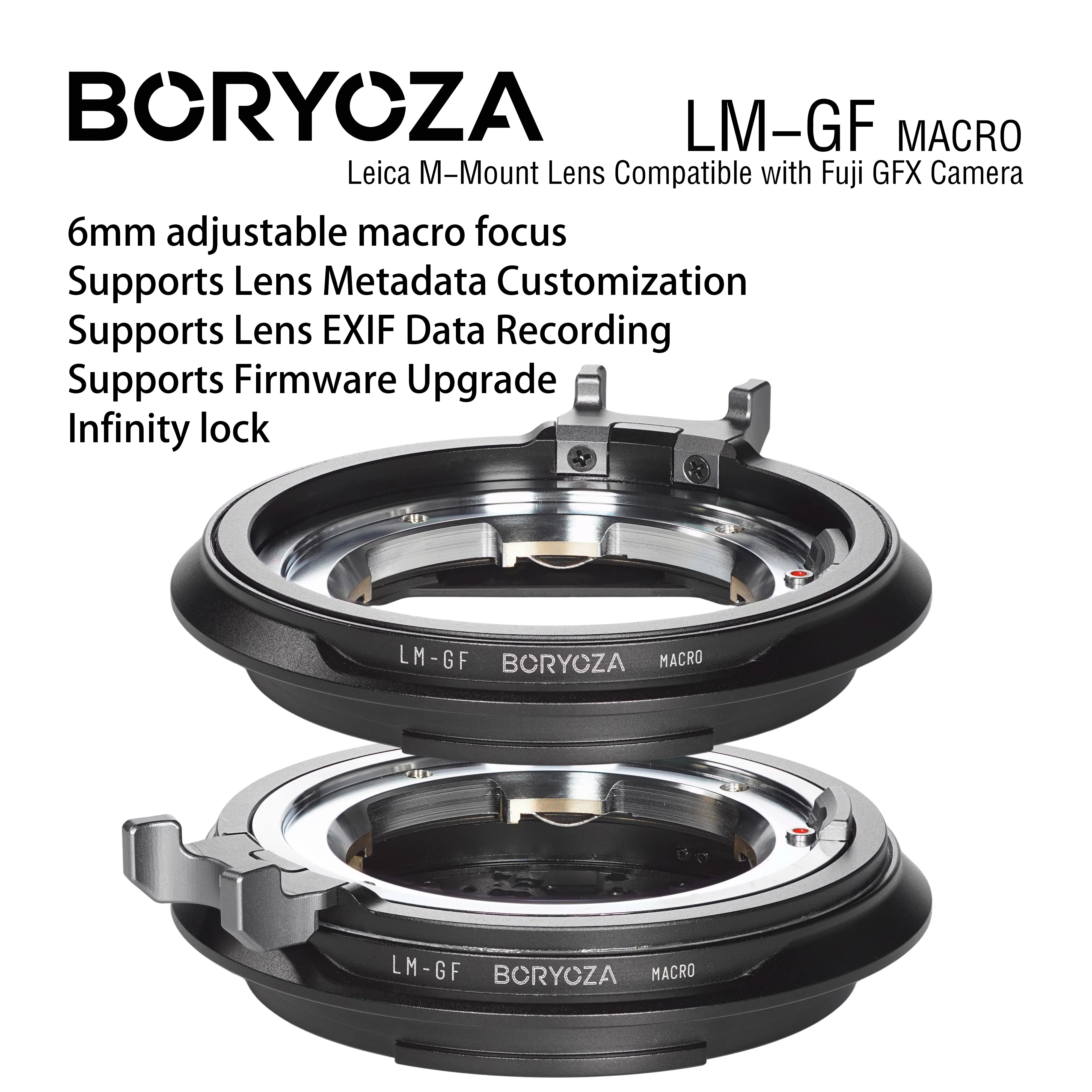BORYOZA LM-GF Macro Adapter Compatible with Leica M-Mount Lens to Fuji GFX Cameras GFX100S GFX100II GFX100