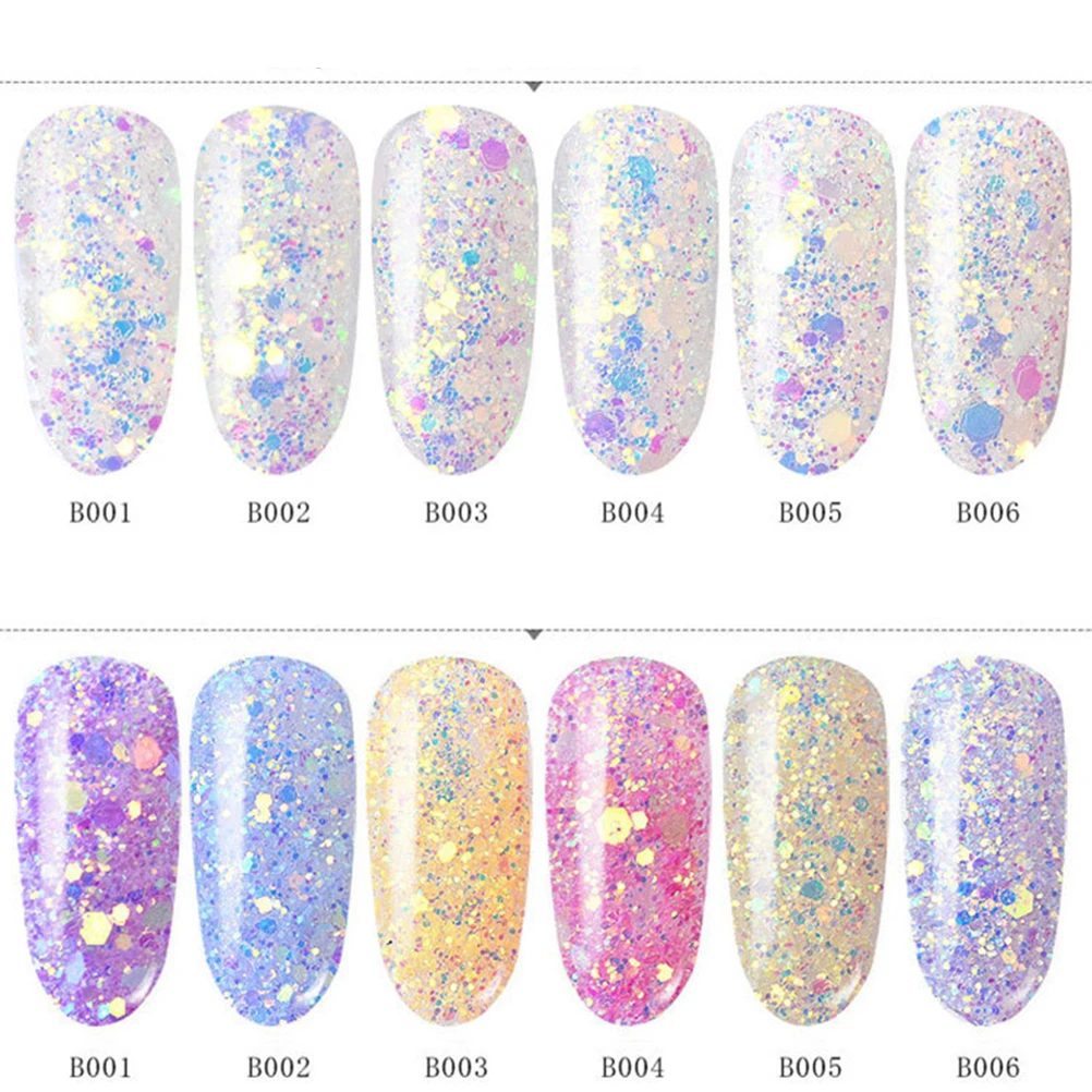 

6pcs Powder Flakes for Art Decoration DIY Manicure Nail Decoration Accessory Sequins Charm Creative Nail Powder