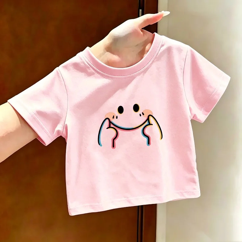 Cute Smiling Face Casual Printed Children's T-shirt Summer New Fashion Trend Soft Skin Friendly Round Neck Parent-child T-shirt