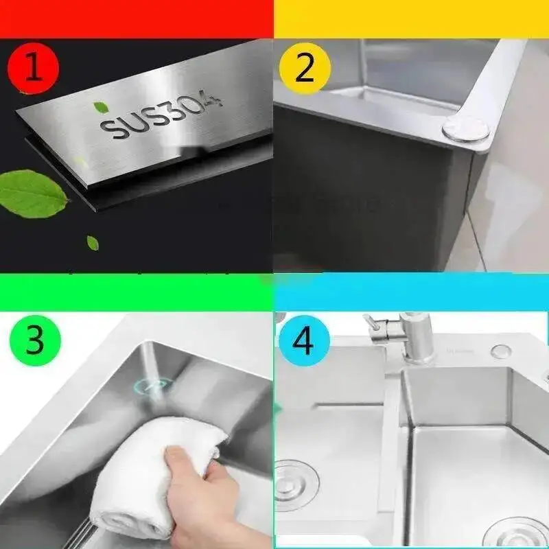 Sinks Designer Corner Single Kitchen Special-shaped Slot Stainless Steel Sink Household Washbasin Creative Kitchen Accessories Y
