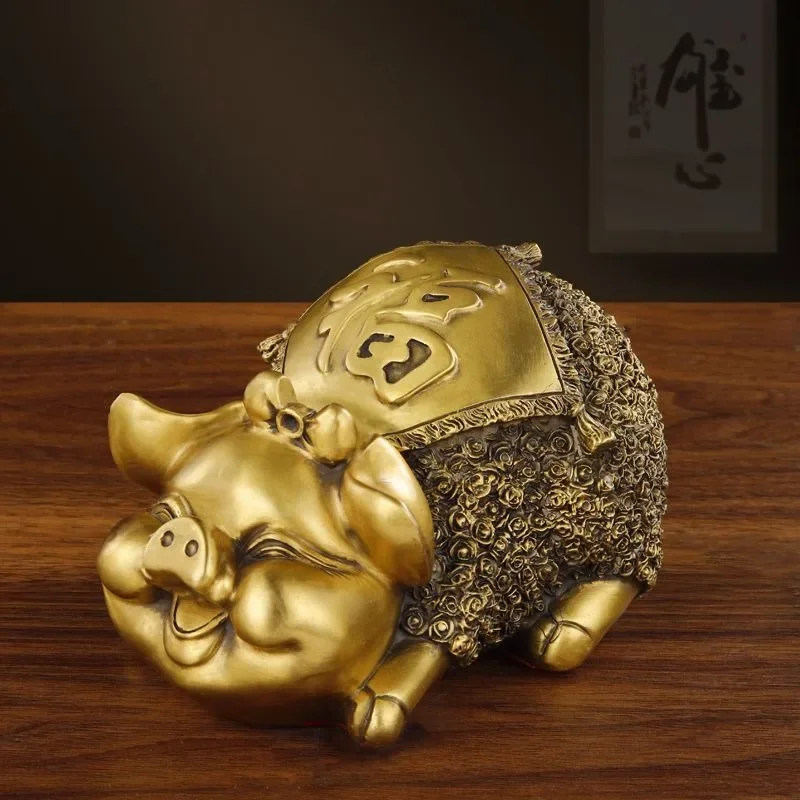 

Pure Copper Pig Ornament Golden Wealth Home Office Mascot Store Opening Gift