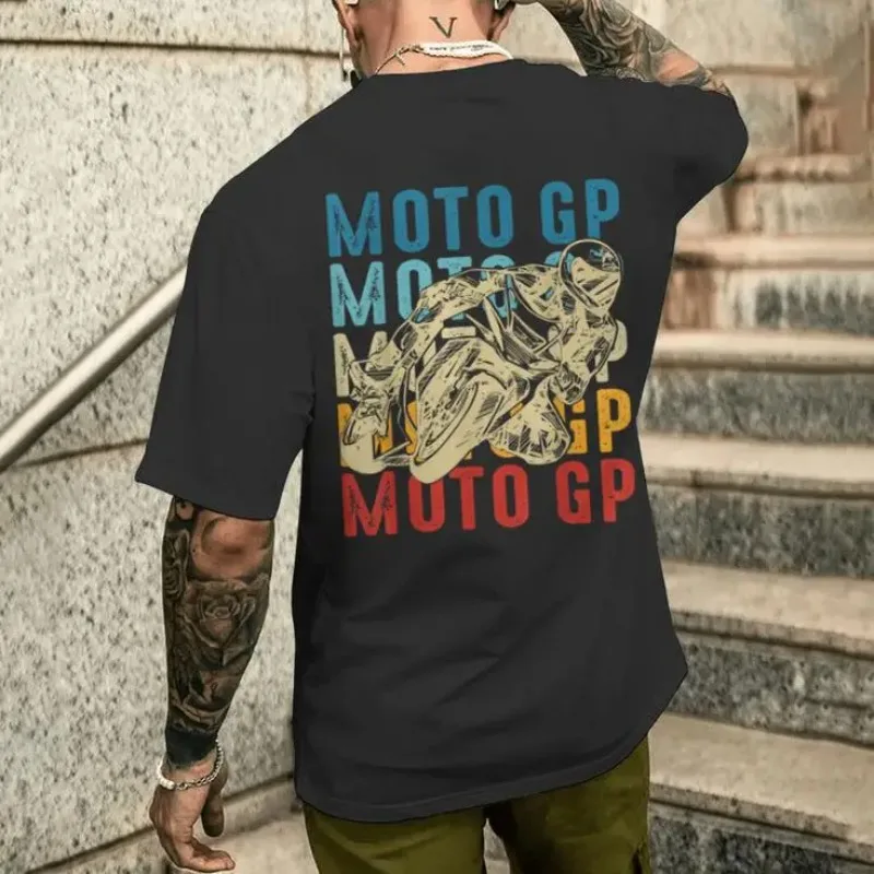 

Moto GP Motorcycle Gp Racing Motorcycles Biker Boys Retro Men's Print T-Shirt 100% Cotton O-Neck Short Sleeve Casual Tees