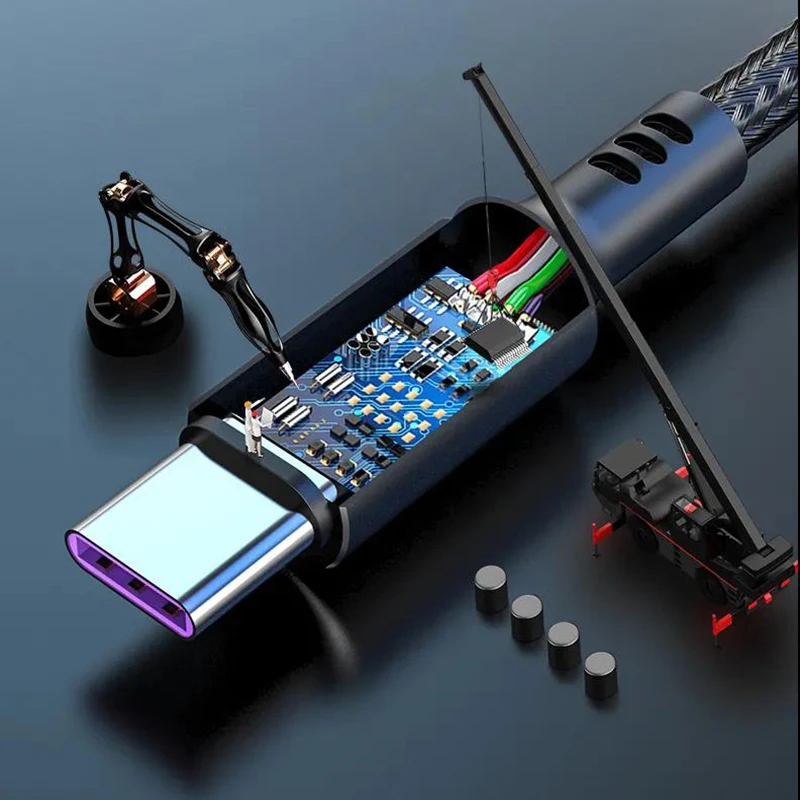 كابل بيانات USB نوع C de carga سريع 5A لشاومي 11 برو، هواوي، كابل دي كارجا سريع مايكرو يو اس بي، كابل دي فونلوفرا