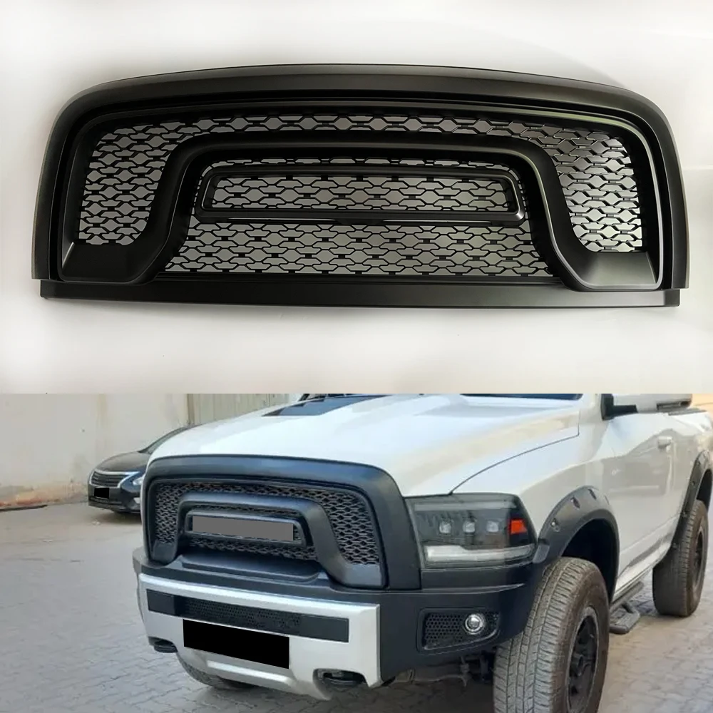 

For Dodge Ram 1500 Rebel 2013-2018 2019-2021 Air Intake Grille Raptor Style Front Mesh Grills Racing Grill Bumper Mask