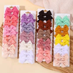 10Pcs/Set New Cute Ribbon Bowknot Hair Clips for Kids Handmade Nylon Bows Hairpin Barrettes Headwear Baby Girls Hair Accessories