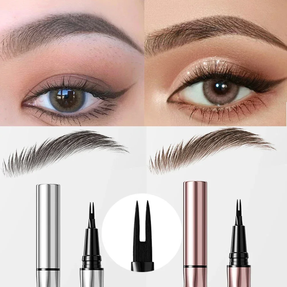 2 Point Eyebrow Pencil Korean Eye Makeup 2 Colors Dark Brown Eyebrow Tattoo Liquid Long Lasting Waterproof Easy Grip Brow Pen